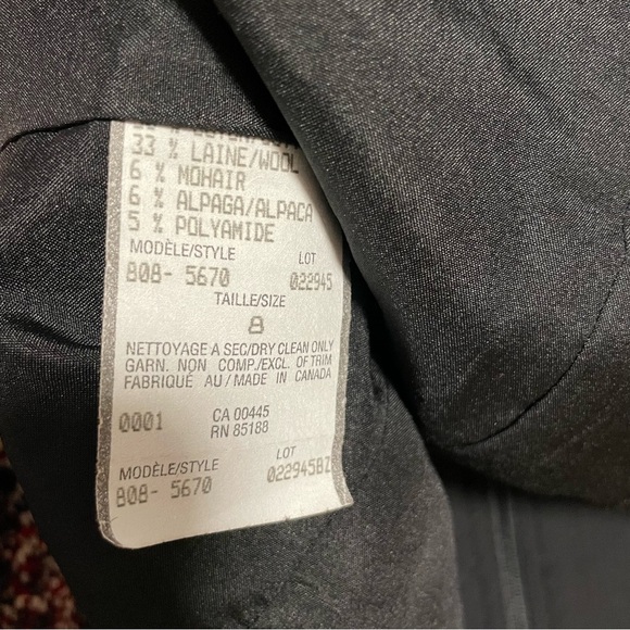 PORTFOLIO LOUBEN ZIP UP BLAZER WOOL COTTON MOHAIR ALPACA POLIAMIDE BLEND SIZE 8 - Picture 13 of 14